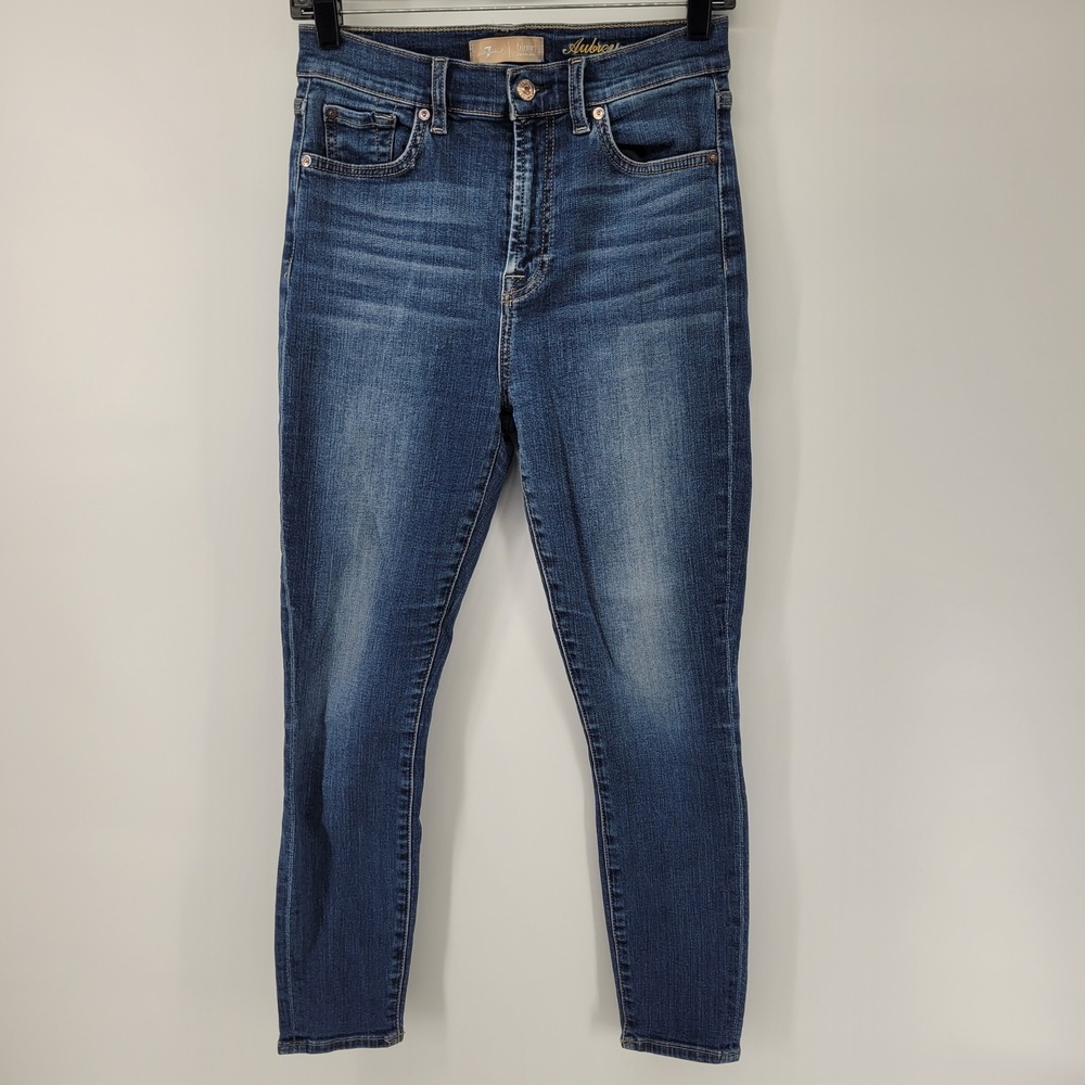 7 For All Mankind Aubrey b(air) Jeans Womens 28 Blue High Rise Skinny‎ Ankle